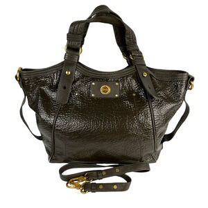 Marc By Marc Jacobs Turnlock Shine Fran Bag Purse Patent Leather Brown